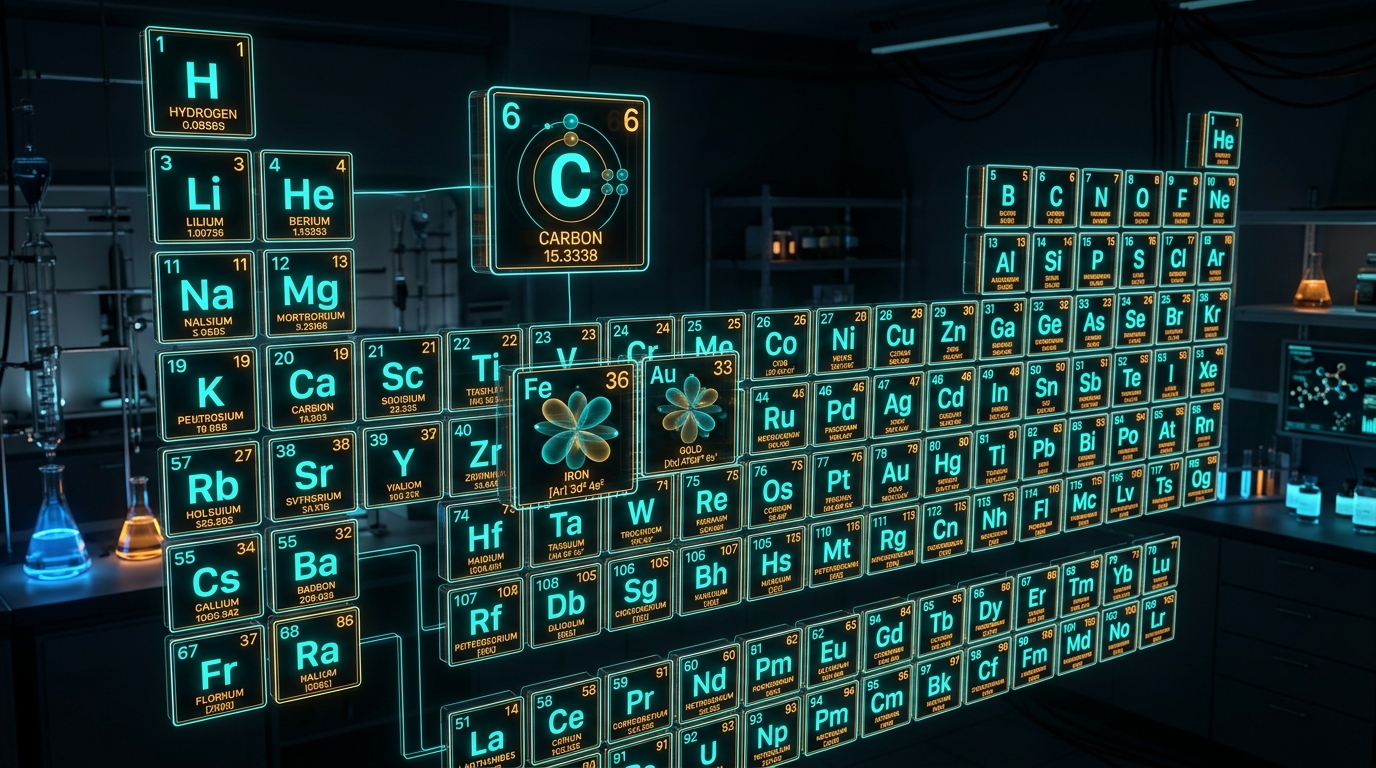 Periodic Table of Elements interactive Chemistry simulation illustration