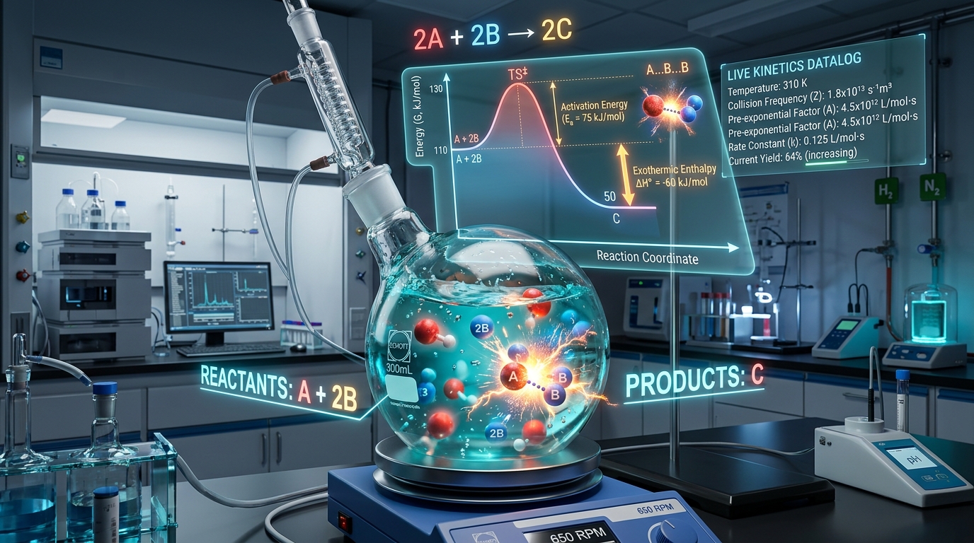 Reaction Kinetics & Equilibrium interactive Chemistry simulation illustration