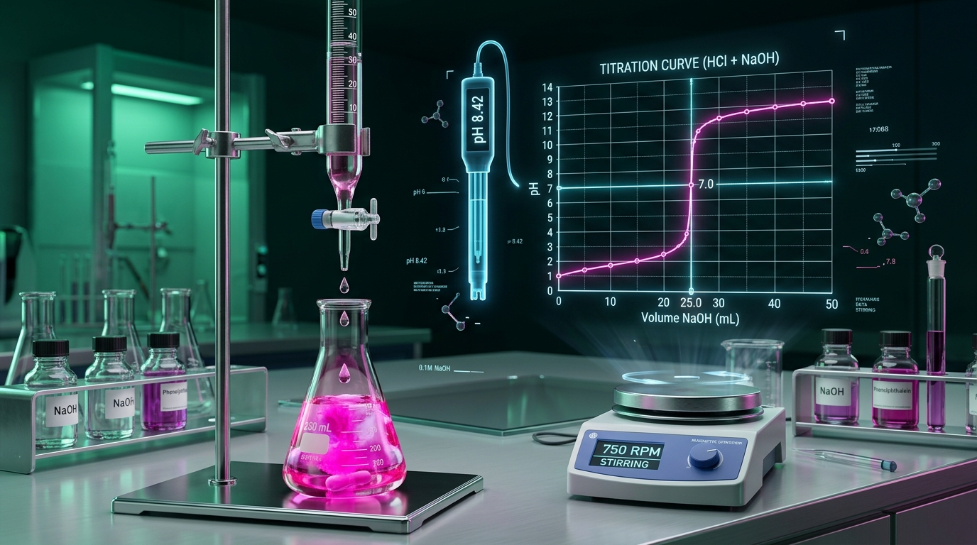 Volumetric Titration & pH Curves interactive Chemistry simulation illustration