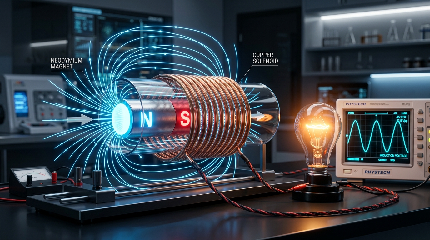 Electromagnetic Induction interactive Physics simulation illustration