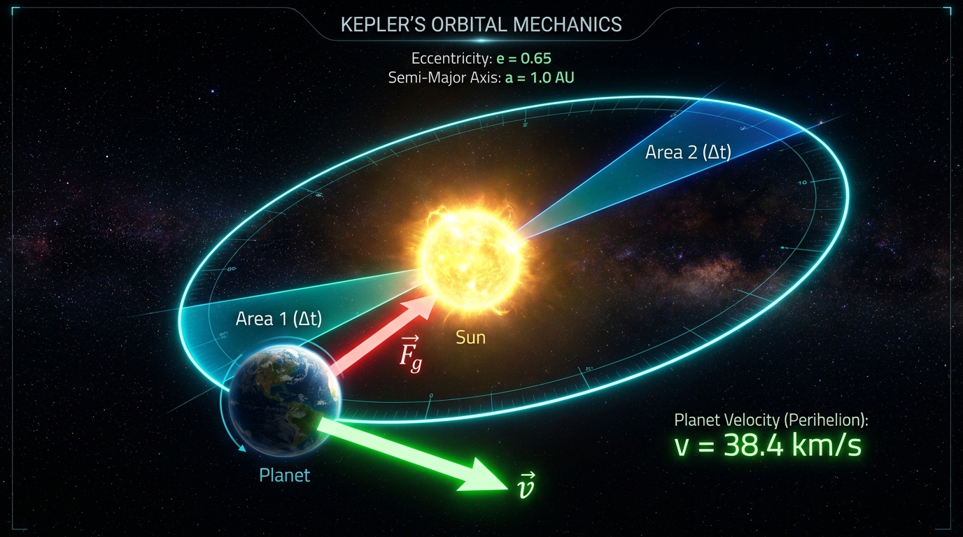 Kepler Orbit & Gravitational Mechanics interactive Physics simulation illustration