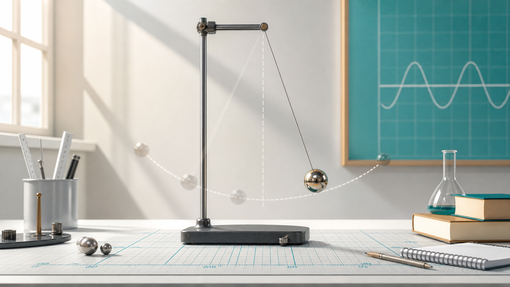 Simple Pendulum & Harmonic Motion interactive Physics simulation illustration